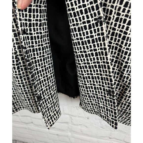 CHICO'S black white check embroidered rayon blend jacket blazer size 2 12/14 - Picture 6 of 8